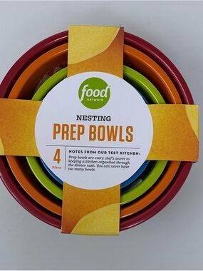 NWT Food Network Nesting Prep Bowls - Multicolor Set of 4